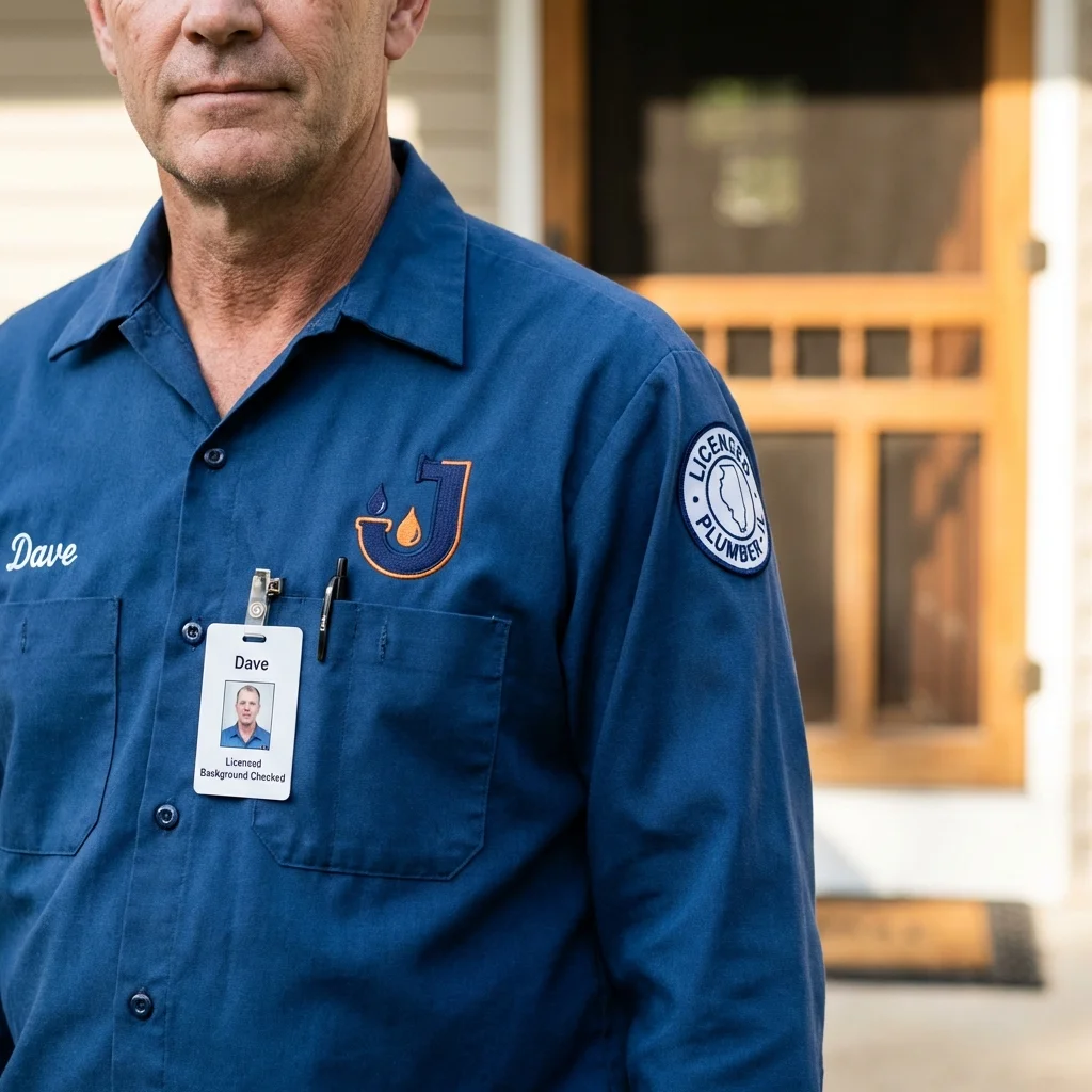 Licensed plumber showing ID badge in Emporium, PA