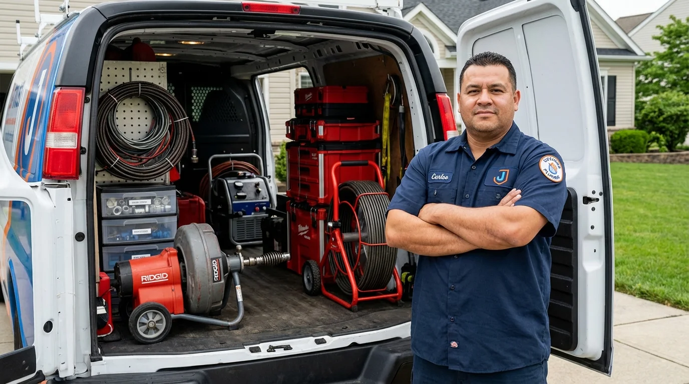 Professional drain cleaning equipment and Johns Plumbing LLC plumber in Emporium