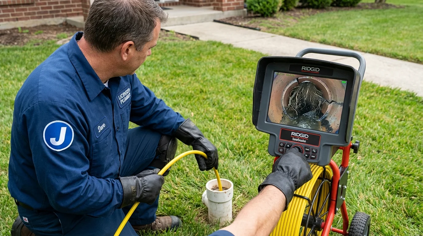 Sewer camera inspection being performed by Johns Plumbing LLC in Emporium