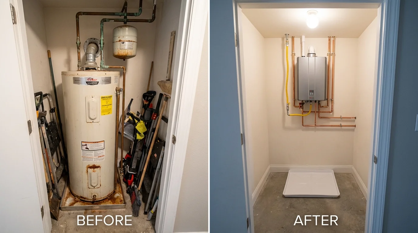 Tank water heater versus wall-mounted tankless unit comparison for Emporium, PA homeowners